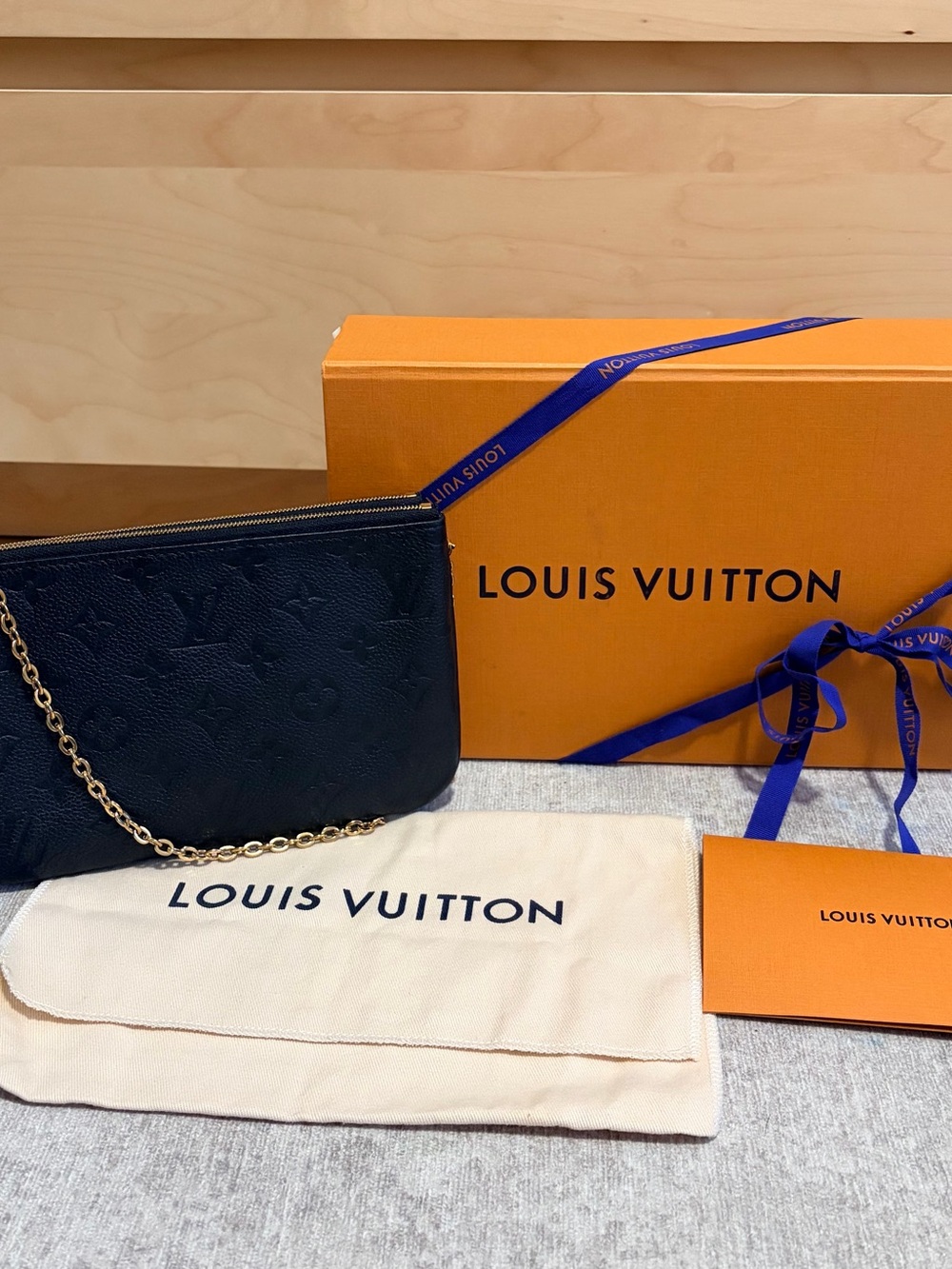 Louis Vuitton Navy Monogram Empreinte Chain Pouch